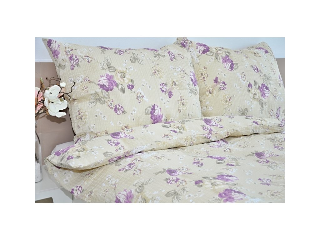 Krepové povlečení ROSE fialová